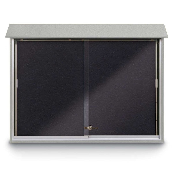 Outdoor Enclosed Combo Board, 72"x36", Satin Frame/Grey & Amethyst